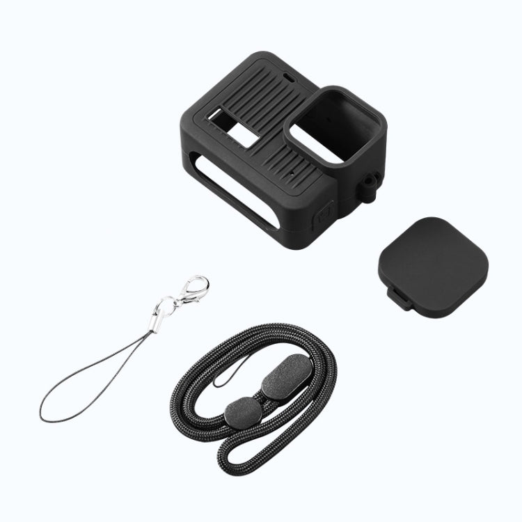 For GoPro HERO 2024 Silicone Protective Case with Wrist Strap & Lens Cover  - Black