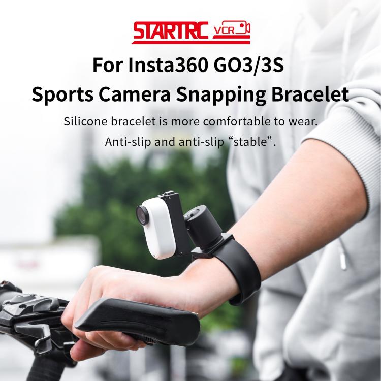 For Insta360 GO 3S / GO 3 STARTRC Silicone Wristband Snap Ring Quick Release Fixed Adapter Mount  - Black