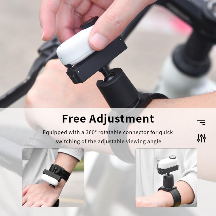 For Insta360 GO 3S / GO 3 STARTRC Silicone Wristband Snap Ring Quick Release Fixed Adapter Mount  - Black