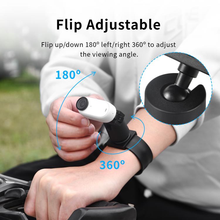 For Insta360 GO 3S / GO 3 STARTRC Silicone Wristband Snap Ring Quick Release Fixed Adapter Mount  - Black