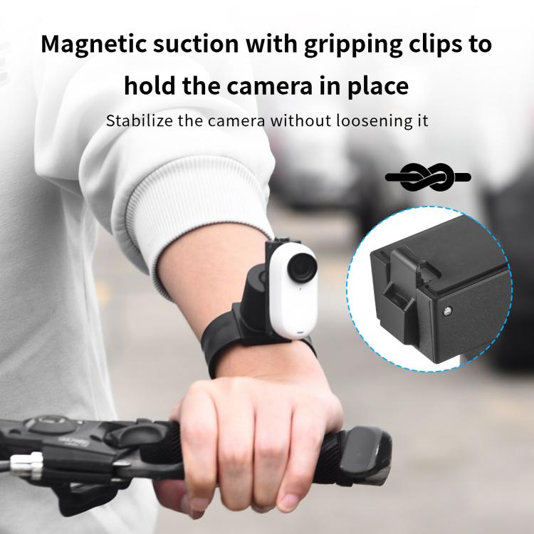 For Insta360 GO 3S / GO 3 STARTRC Silicone Wristband Snap Ring Quick Release Fixed Adapter Mount  - Black