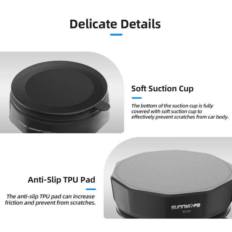 Sunnylife Universal Suction Cup Adapter Base Strong Suction Sucker for Action Camera  - Black