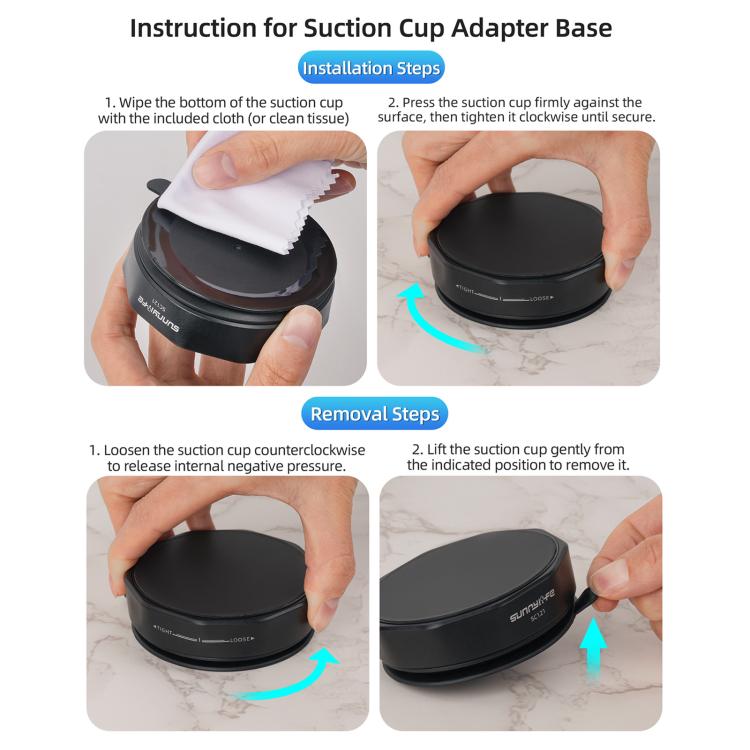 Sunnylife Universal Suction Cup Adapter Base Strong Suction Sucker for Action Camera  - Black