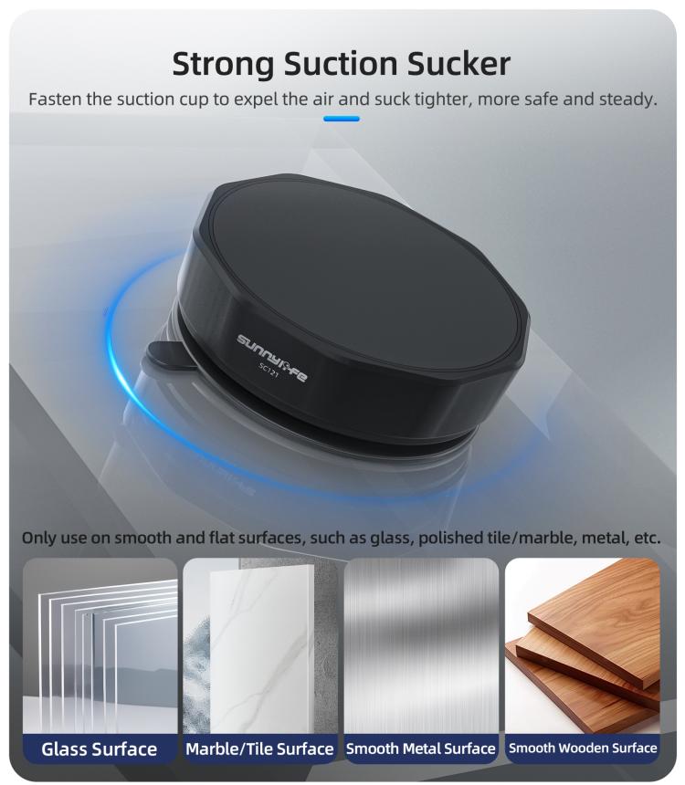 Sunnylife Universal Suction Cup Adapter Base Strong Suction Sucker for Action Camera  - Black