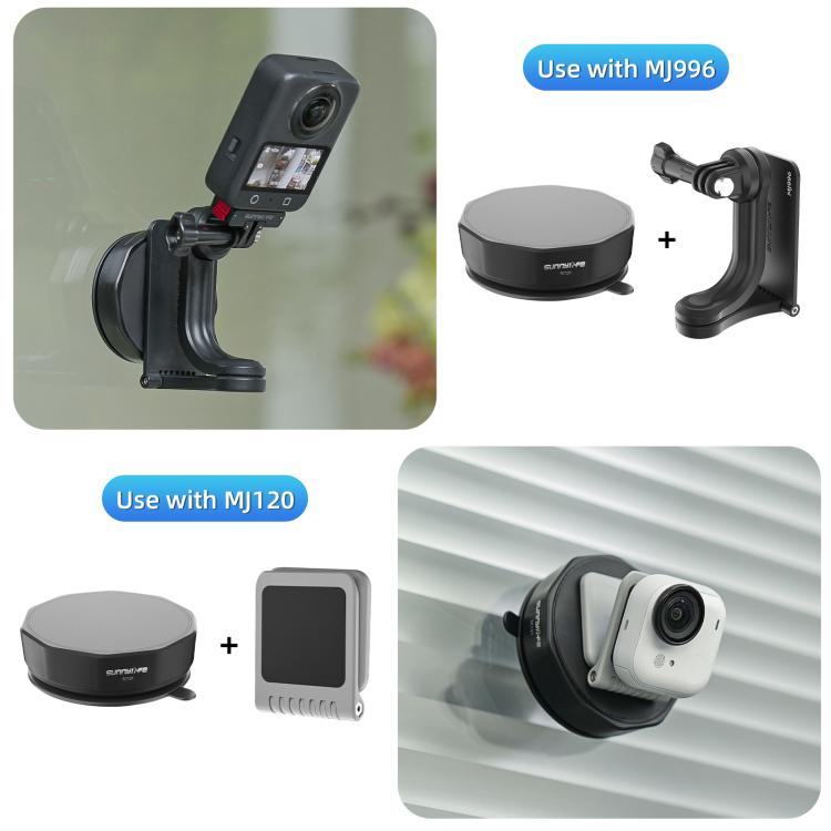 Sunnylife Universal Suction Cup Adapter Base Strong Suction Sucker for Action Camera  - Black