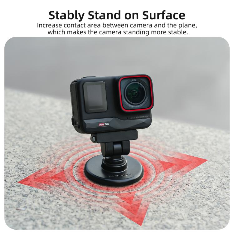 Sunnylife Quick-Release Magnetic Base Mount 1/4 180 Tilt Adjustable Tabletop Base Bracket For Insta360 X4 Air / X5 / Ace / Ace Pro 2 / 1  - Black