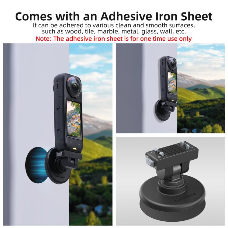 Sunnylife Quick-Release Magnetic Base Mount 1/4 180 Tilt Adjustable Tabletop Base Bracket For Insta360 X4 Air / X5 / Ace / Ace Pro 2 / 1  - Black