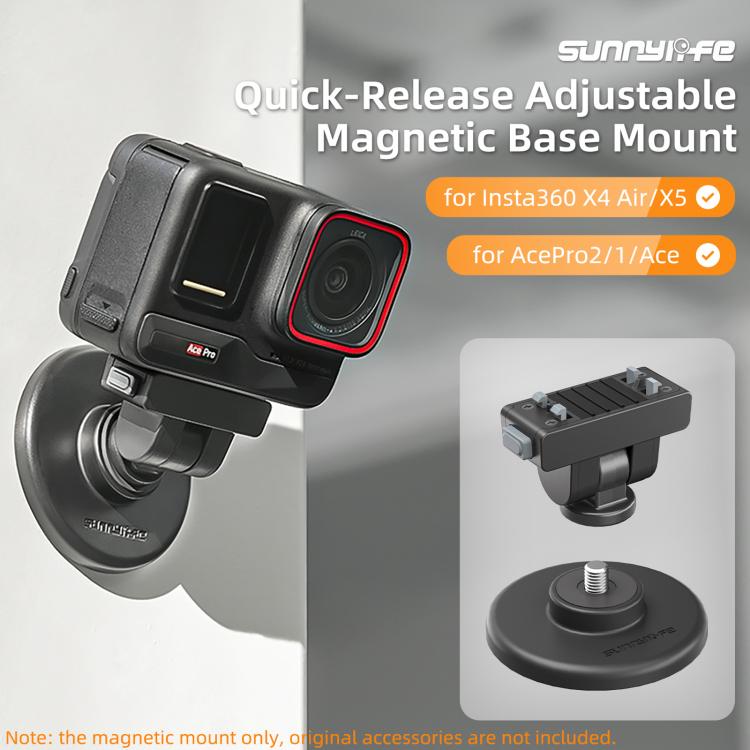 Sunnylife Quick-Release Magnetic Base Mount 1/4 180 Tilt Adjustable Tabletop Base Bracket For Insta360 X4 Air / X5 / Ace / Ace Pro 2 / 1  - Black