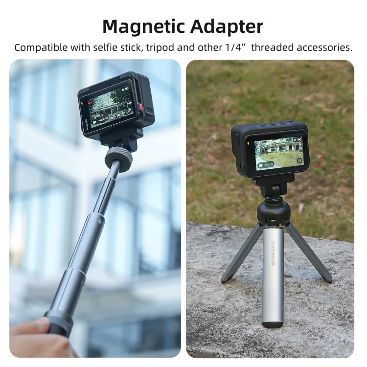 Sunnylife Quick-Release Magnetic Base Mount 1/4 180 Tilt Adjustable Tabletop Base Bracket For Insta360 X4 Air / X5 / Ace / Ace Pro 2 / 1  - Black