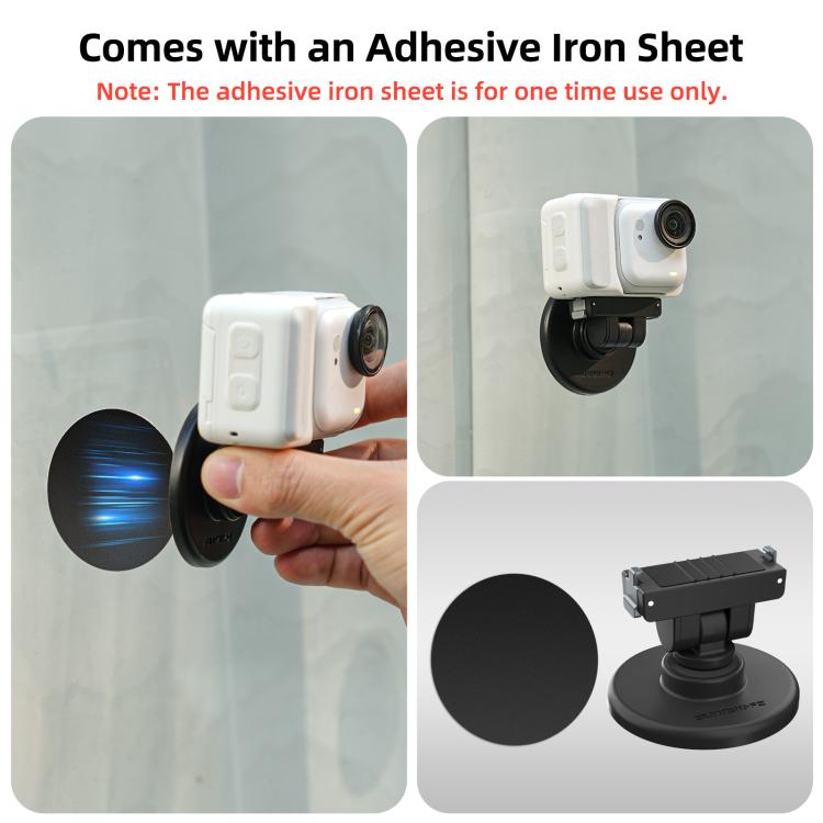 For Insta360 GO Ultra Sunnylife Quick-Release Magnetic Base Mount 1/4 180 Tilt Adjustable Tabletop Base Bracket  - Black