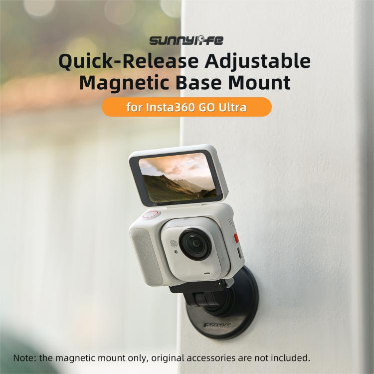 For Insta360 GO Ultra Sunnylife Quick-Release Magnetic Base Mount 1/4 180 Tilt Adjustable Tabletop Base Bracket  - Black