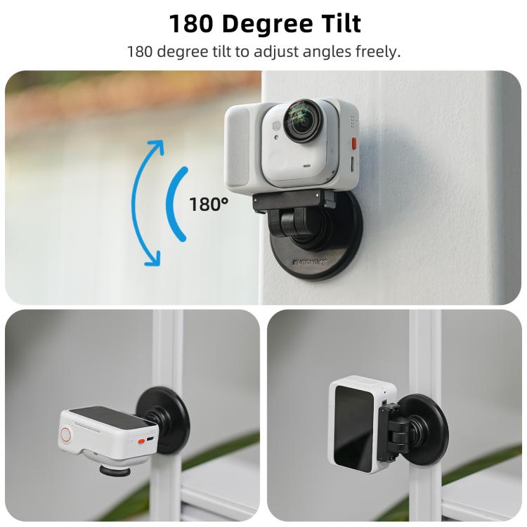 For Insta360 GO Ultra Sunnylife Quick-Release Magnetic Base Mount 1/4 180 Tilt Adjustable Tabletop Base Bracket  - Black