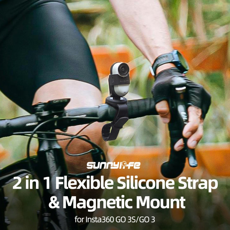 For Insta360 GO 3S / GO 3 Sunnylife Camera Strap Magnetic Mount Drone Mount Silicone Wristband Backpack Stripe  - Black