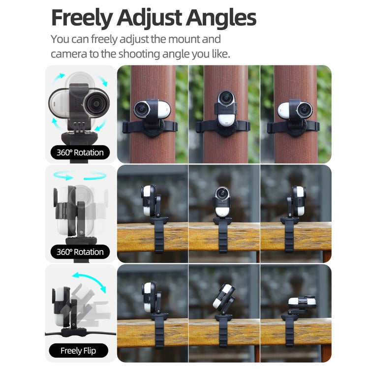 For Insta360 GO 3S / GO 3 Sunnylife Camera Strap Magnetic Mount Drone Mount Silicone Wristband Backpack Stripe  - Black