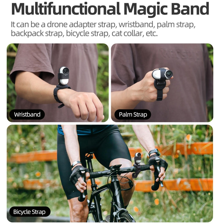 For Insta360 GO 3S / GO 3 Sunnylife Camera Strap Magnetic Mount Drone Mount Silicone Wristband Backpack Stripe  - Black
