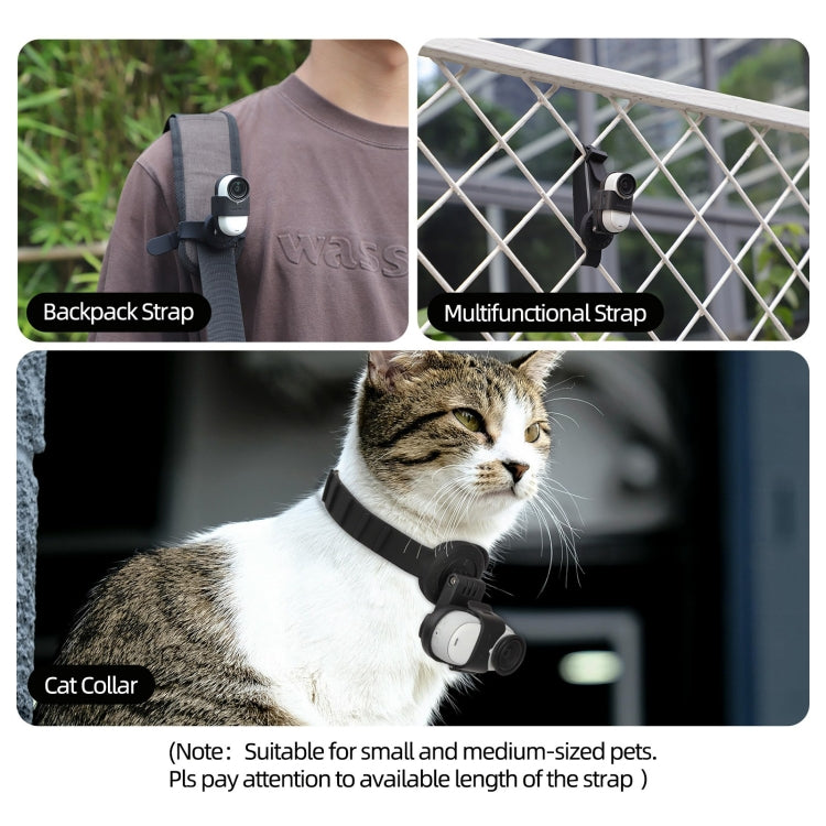 For Insta360 GO 3S / GO 3 Sunnylife Camera Strap Magnetic Mount Drone Mount Silicone Wristband Backpack Stripe  - Black