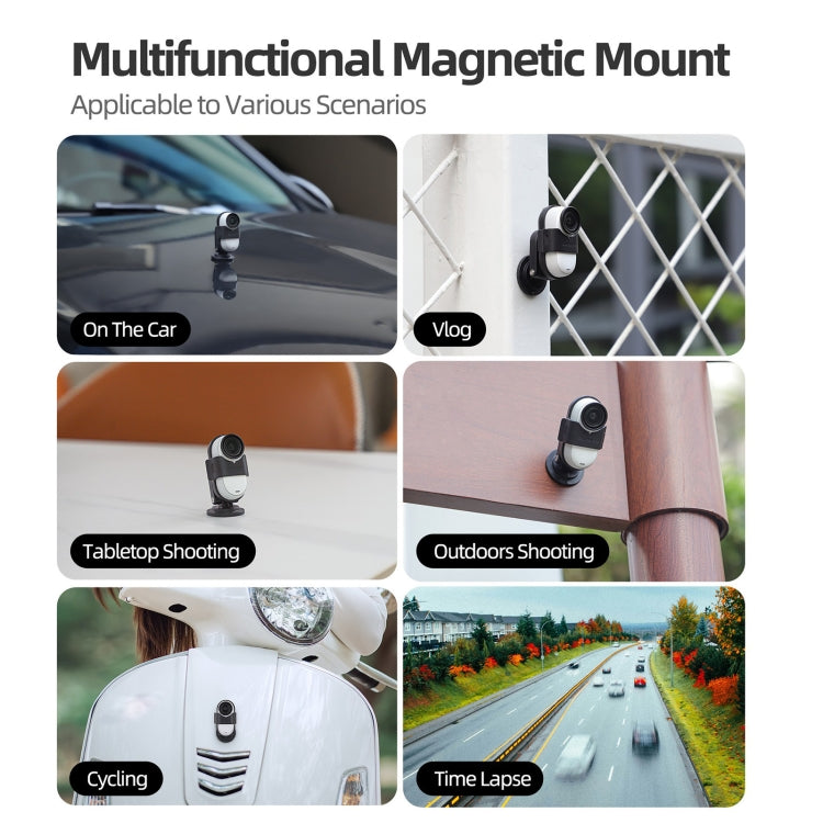 For Insta360 GO 3S / GO 3 Sunnylife Camera Strap Magnetic Mount Drone Mount Silicone Wristband Backpack Stripe  - Black