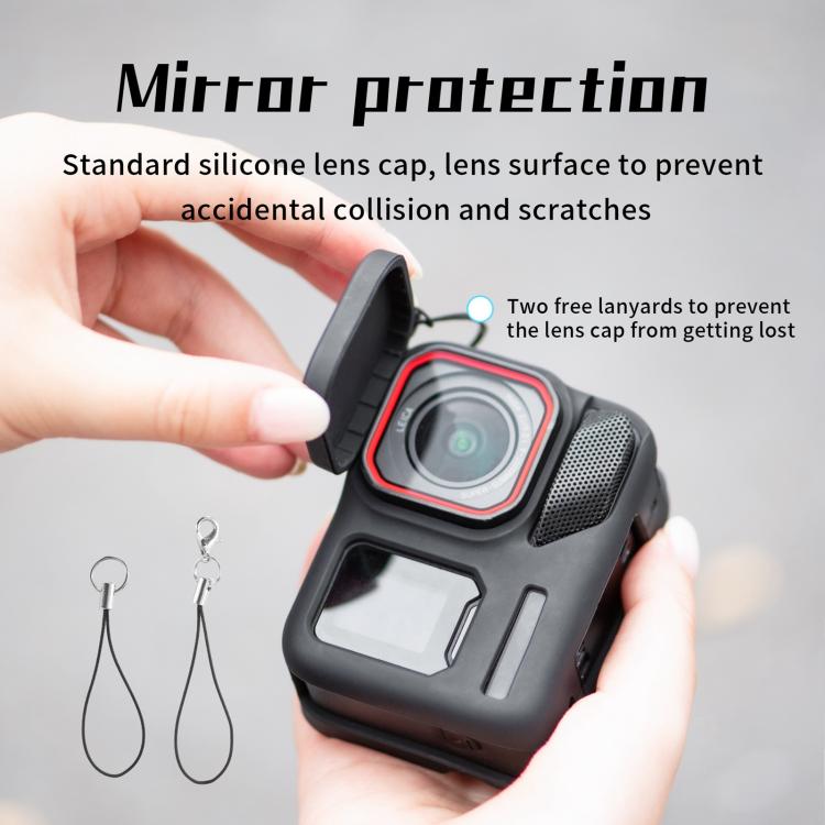 For Insta360 Ace Pro 2 STARTRC Body Silicone Case with Lens Cap & Lanyard  - Black