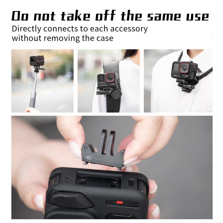 For Insta360 Ace Pro 2 STARTRC Body Silicone Case with Lens Cap & Lanyard  - Black