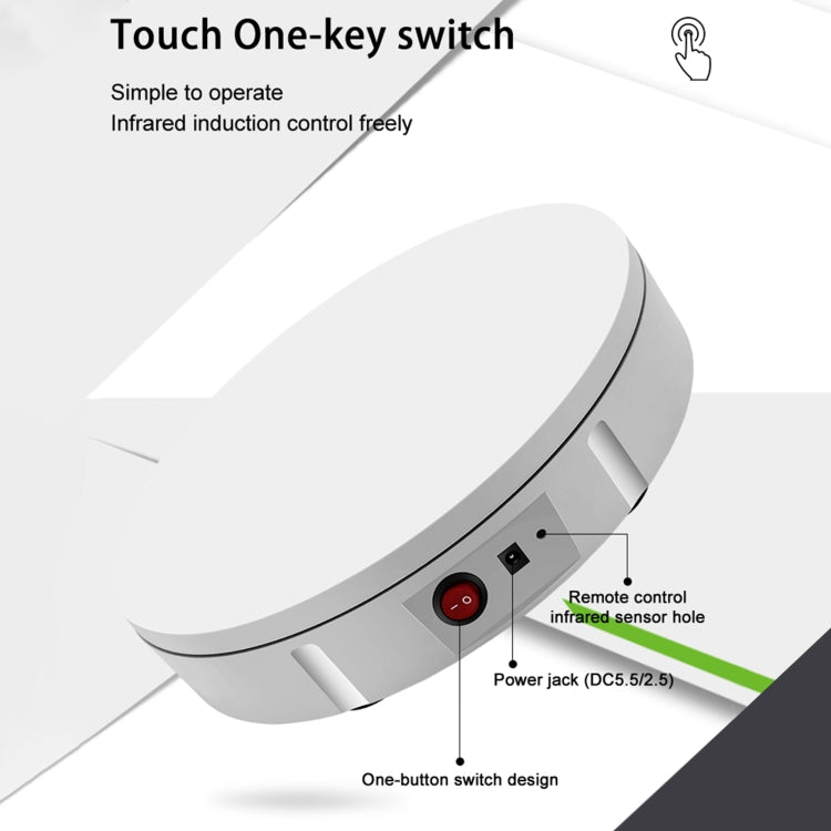 22cm USB Charging Rotating Display Stand Video Shooting Props Turntable, Load: 10kg, No Battery