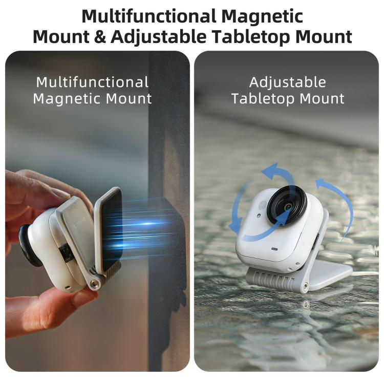 Sunnylife Universal Magnetic Mount Portable Tabletop Base Bracket Angles Adjustable 180 Rotation Holder for Mini Cameras  - Grey