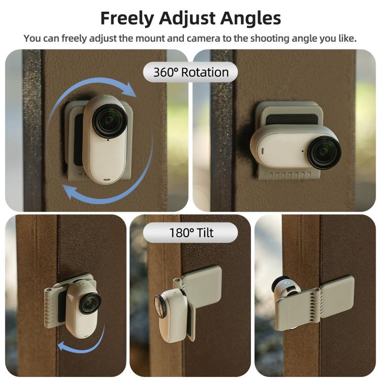 Sunnylife Universal Magnetic Mount Portable Tabletop Base Bracket Angles Adjustable 180 Rotation Holder for Mini Cameras  - Grey