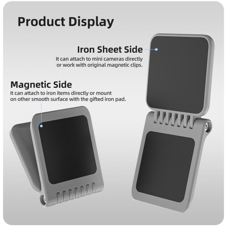 Sunnylife Universal Magnetic Mount Portable Tabletop Base Bracket Angles Adjustable 180 Rotation Holder for Mini Cameras  - Grey
