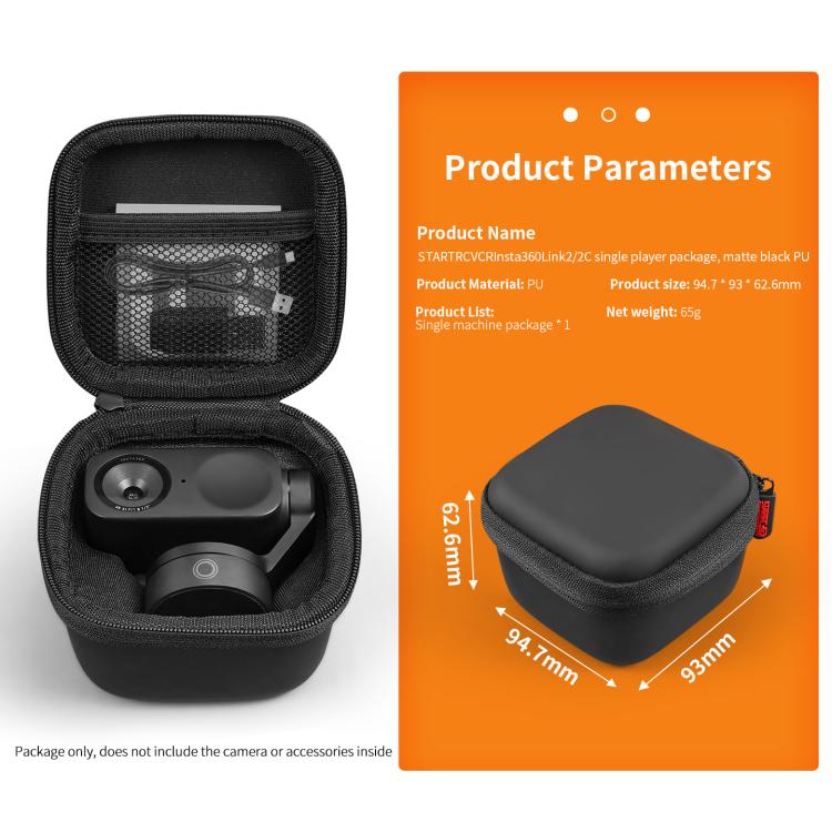 For Insta360 Link 2 / 2C / 2 Pro STARTRC Mini Portable Body Diamond Texture PU Storage Bag  - Black