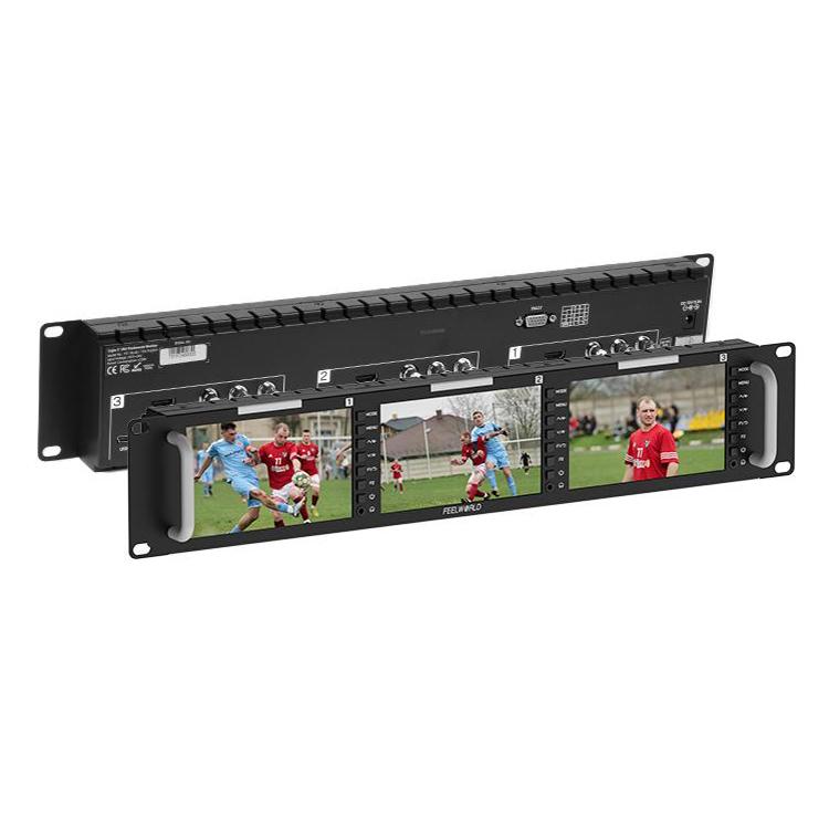 FEELWORLD T51 PLUS Triple 5.5 inch 2RU Rackmount Monitor Full HD 3G-SDI 4KHDMI AV Monitor