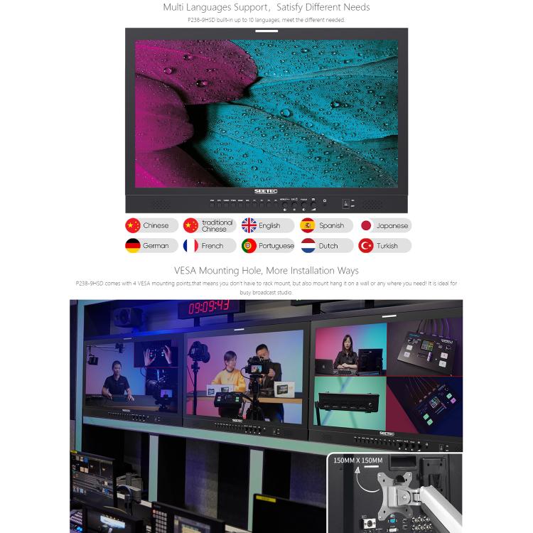 SEETEC P238-9HSD 23.8 inch 3G-SDI 4K HDMI Pro Broadcast LCD Monitor IPS Full HD 1920x1080 Monitor