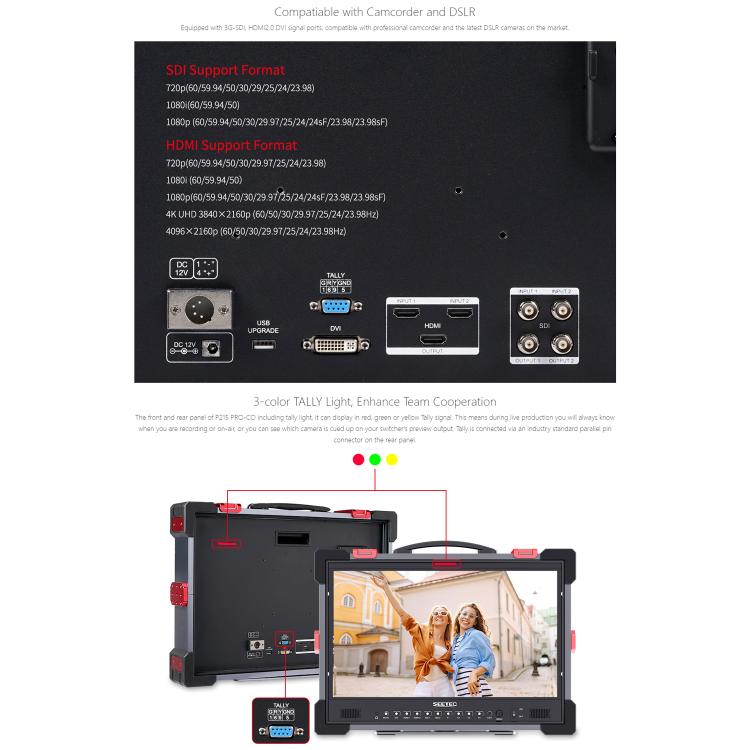 SEETEC P215 PRO-CO 21.5 inch 1000nit High Bright Portable Protective Broadcast Monitor Full HD 1920x1080 Monitor