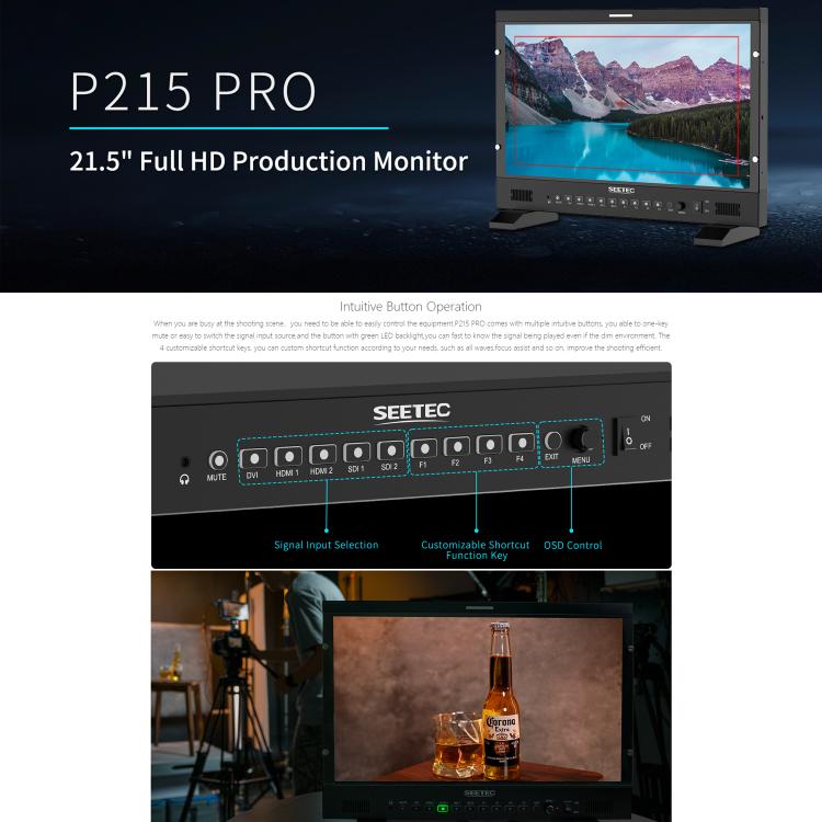 SEETEC P215 PRO 21.5 inch 1000nit High Bright Broadcast Monitor Full HD 1920x1080 Monitor