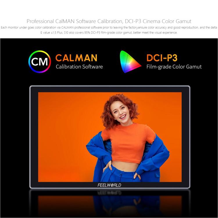FEELWORLD S10 10.1 inch 12G SDI HDMI2.0 Camera Field Monitor High Brightness 1200nit Touchscreen Monitor  - Black