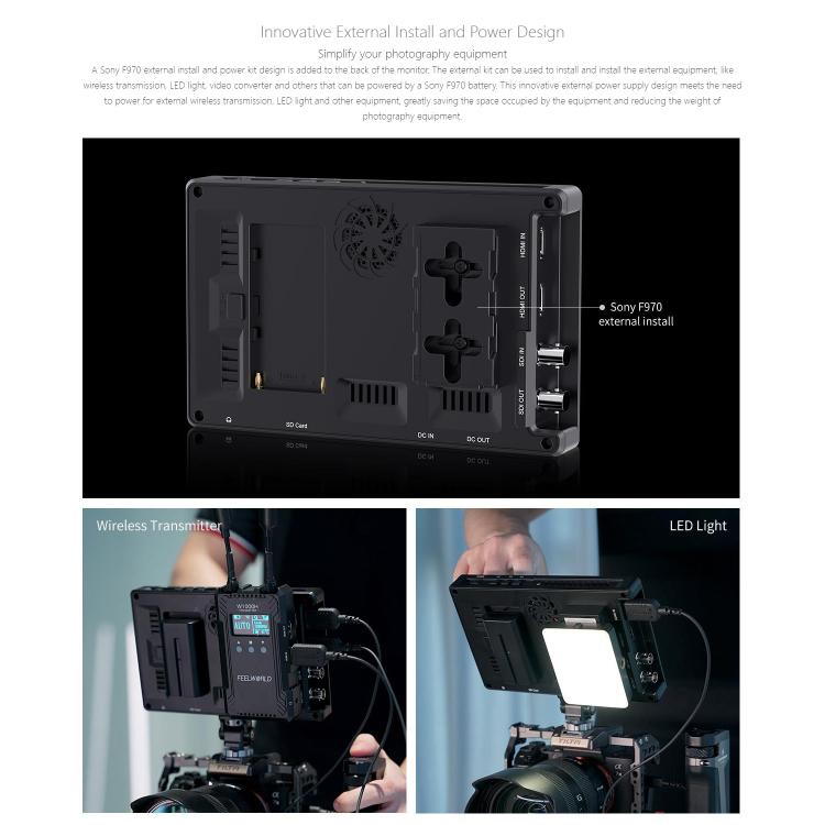 FEELWORLD SH7 7 inch Ultra Bright 2200nit On-camera Monitor SDI HDMI Cross Conversion Monitor  - Black