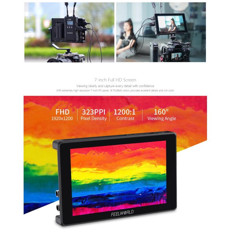 FEELWORLD SH7 7 inch Ultra Bright 2200nit On-camera Monitor SDI HDMI Cross Conversion Monitor  - Black