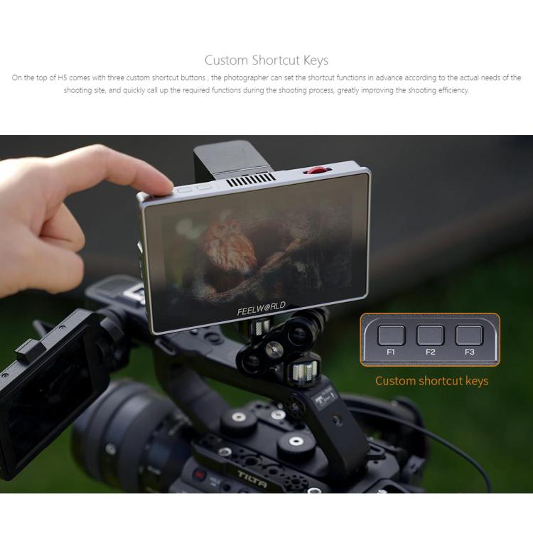 FEELWORLD H5 5.5 inch 12G SDI HDMI 2.0 Camera Field Monitor High Brightness 1200nit Touchscreen Monitor  - Black