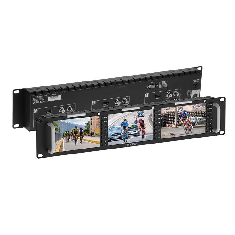 FEELWORLD T51 PLUS-H Triple 5.5 inch 2RU Rackmount Monitor Full HD 4K HDMI SDI AV Monitor
