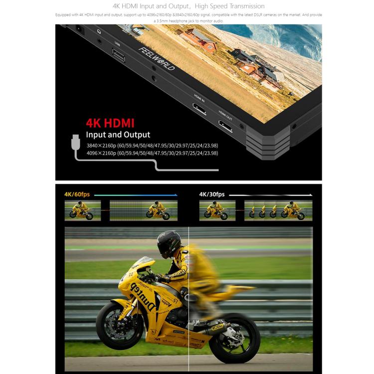 FEELWORLD T10 10.1 inch Aluminium DSLR Camera Field Monitor Touch Screen 4K HDMI Monitor  - Black
