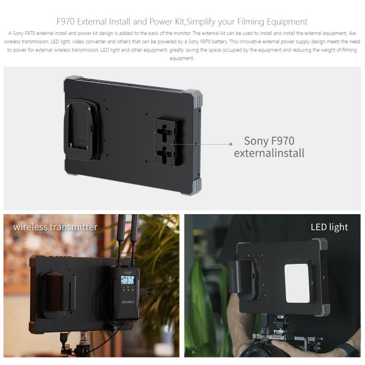 FEELWORLD T10 10.1 inch Aluminium DSLR Camera Field Monitor Touch Screen 4K HDMI Monitor  - Black