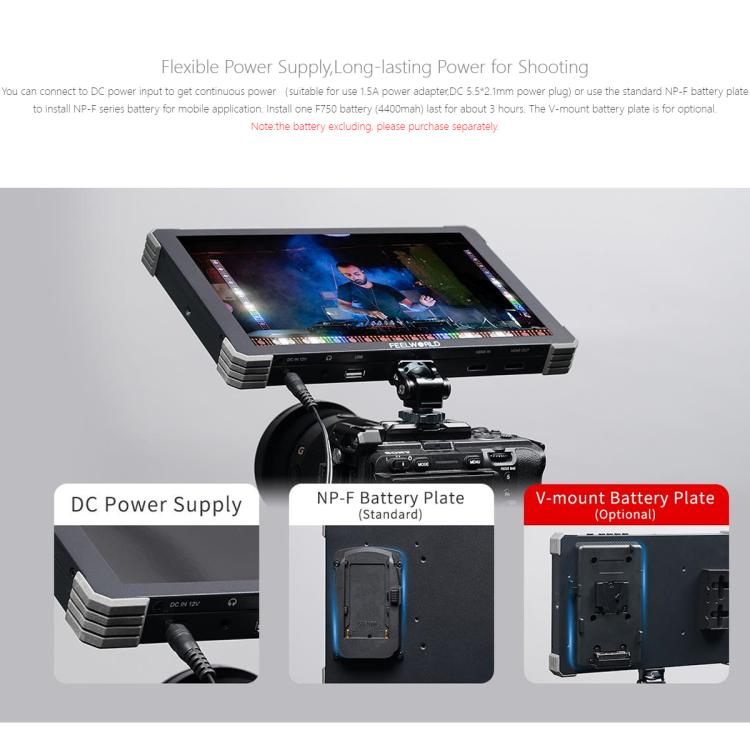 FEELWORLD T10 10.1 inch Aluminium DSLR Camera Field Monitor Touch Screen 4K HDMI Monitor  - Black