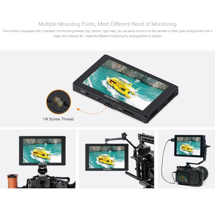 FEELWORLD F7 PLUS 7 inch DSLR Camera Field Monitor Touch Screen 4K HDMI High Brightness 1200nit Monitor  - Black