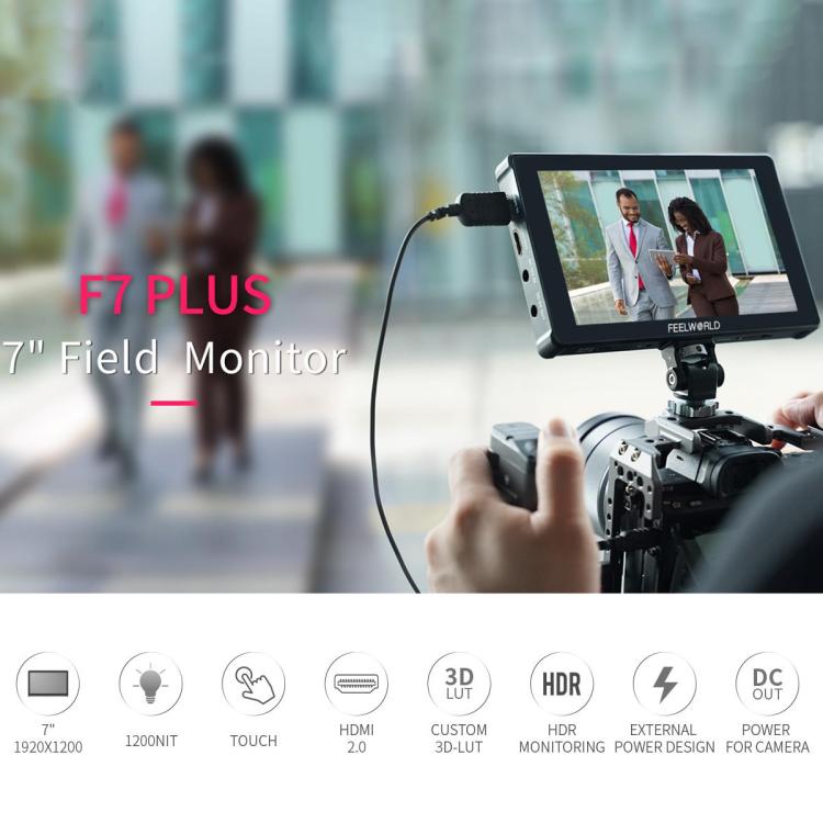 FEELWORLD F7 PLUS 7 inch DSLR Camera Field Monitor Touch Screen 4K HDMI High Brightness 1200nit Monitor  - Black