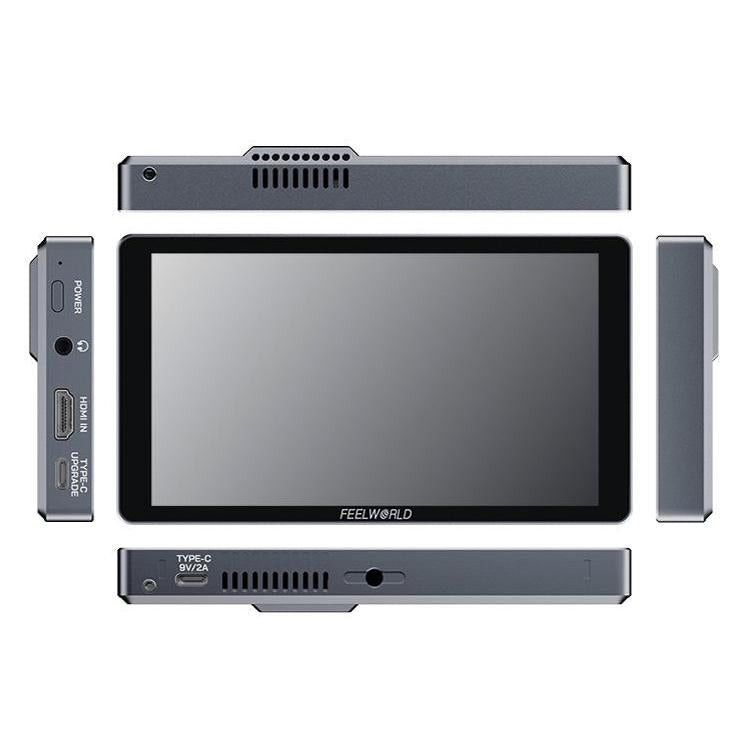 FEELWORLD P6XL 6.0 inch Aluminium Built-in Battery DSLR Camera Field Monitor Touch Screen 4K HDMI High Brightness 1200nit Monitor  - Black