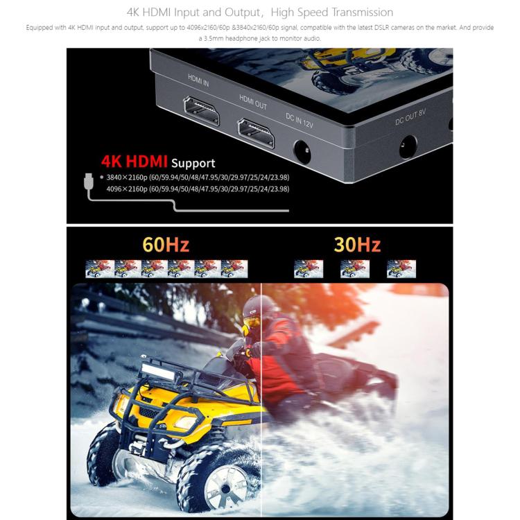 FEELWORLD P6X 5.5 inch Aluminium DSLR Camera Field Monitor Touch Screen 4K HDMI High Brightness 1000nit Monitor  - Black