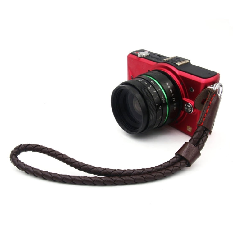 Weave Style Wrist Strap Grip PU Leather Hand Strap for DSLR / SLR Cameras (Coffee)