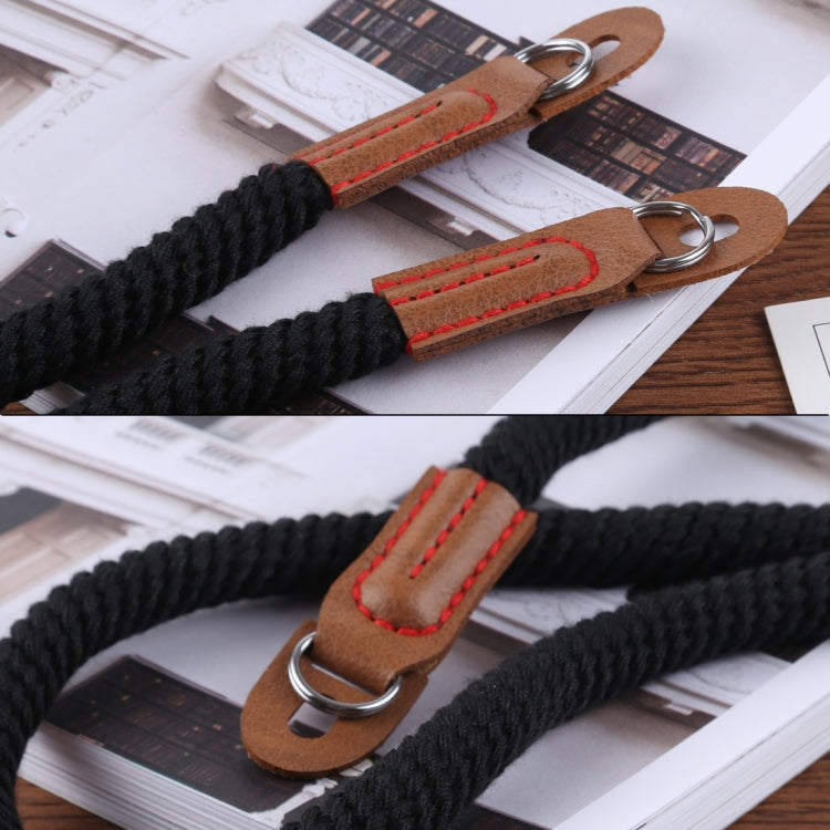 Vintage Cotton Soft Shoulder Neck Strap for Leica, Nikon, Fuji, Canon, Panasonic, Sony etc. Mini Cameras (Black)