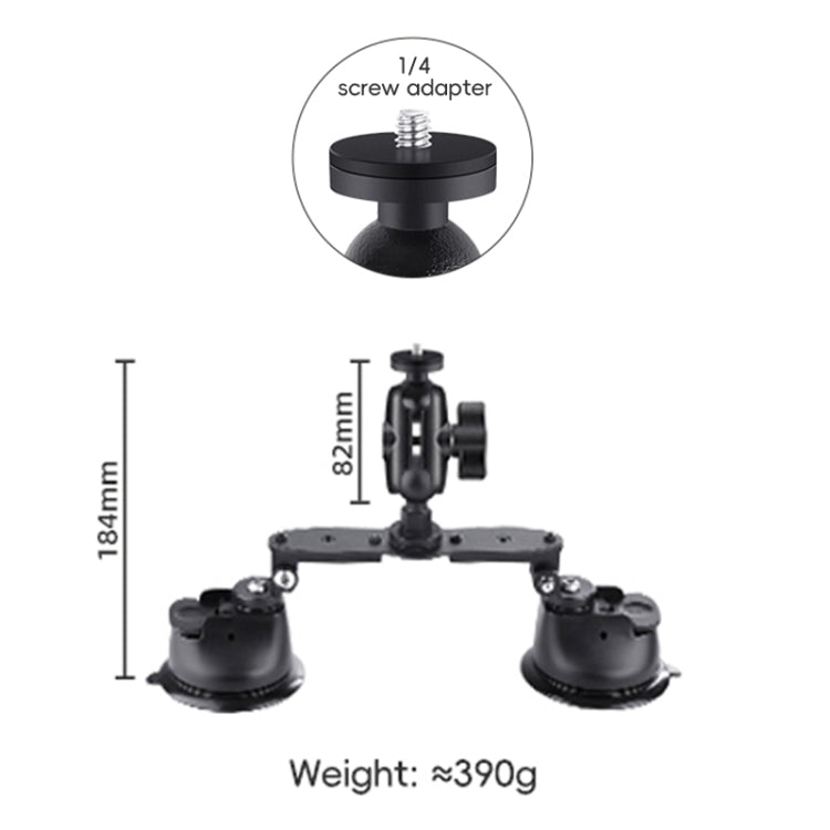 Dual-leg Car Suction Cup Mount with 1/4 inch Screw  - Black