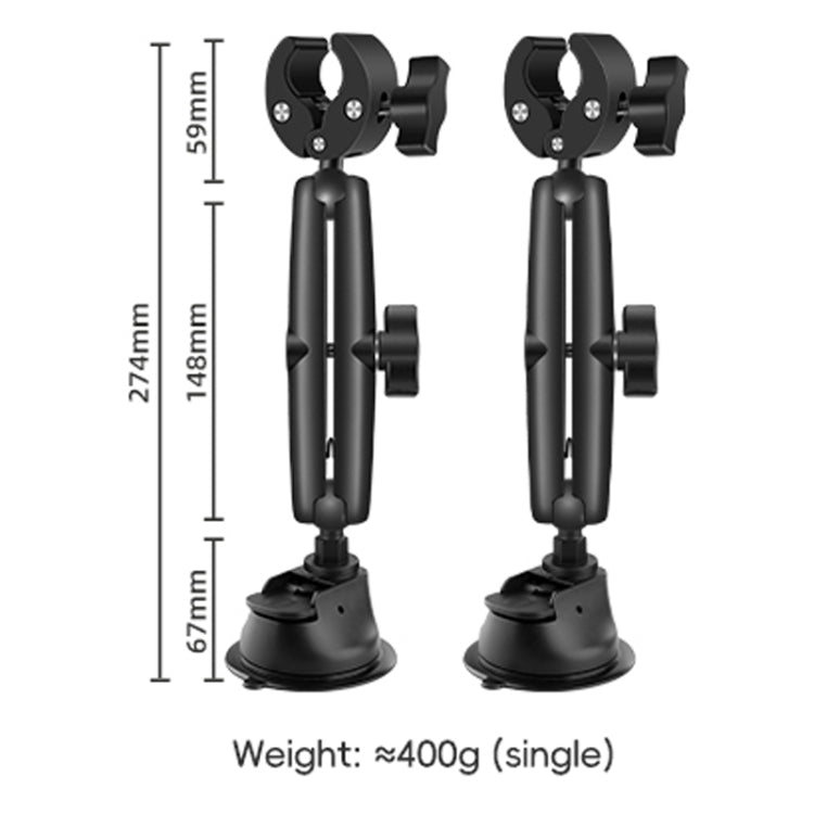 2 x Single-leg Car Suction Cup Mount Crab Clamps Set  - Black