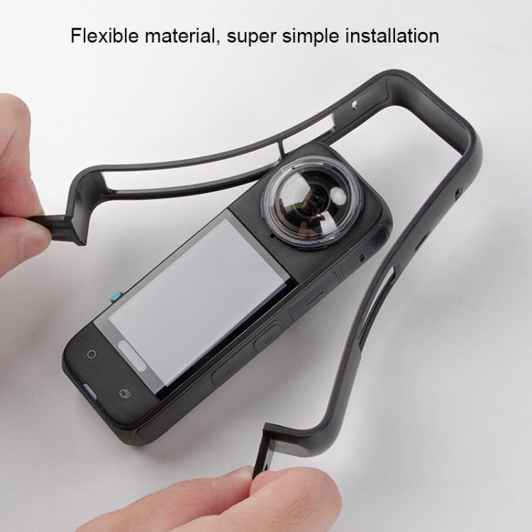 For Insta360 X4 PC Plastic Protective Frame with PC Lens Cover Guard  - Black