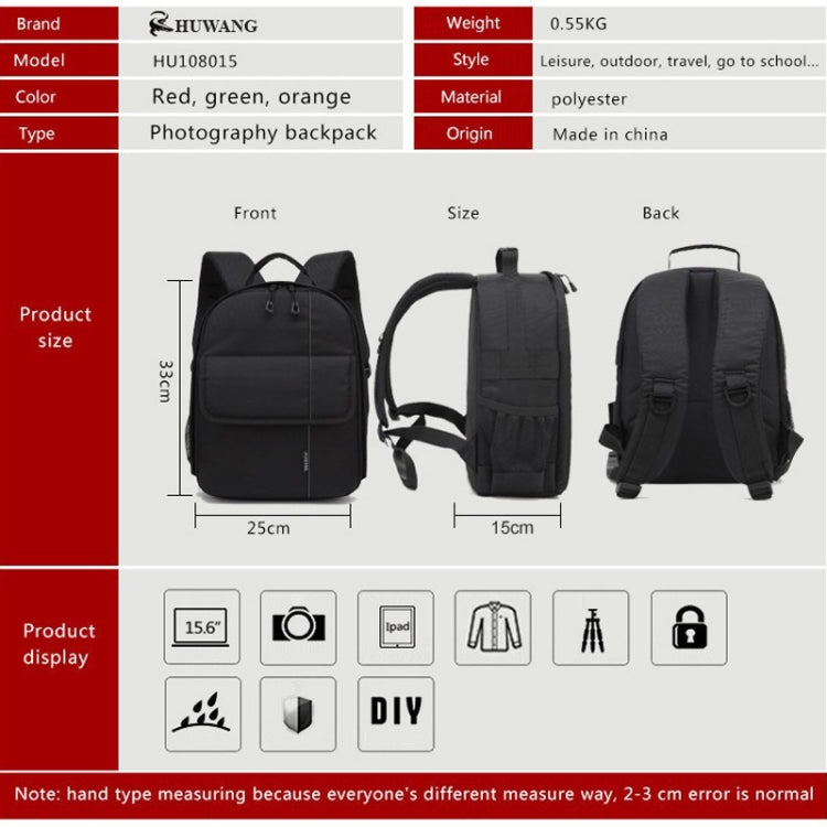 HUWANG Portable Waterproof Scratch-proof Polyester Surface Material Dual Shoulders Backpack Outdoor Sports Camera Bag